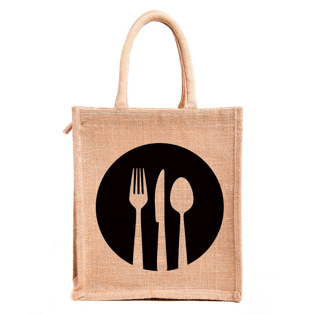 Harbourcraft Men's Jute Work Tote Tiffin Bags With Zip For Lunch