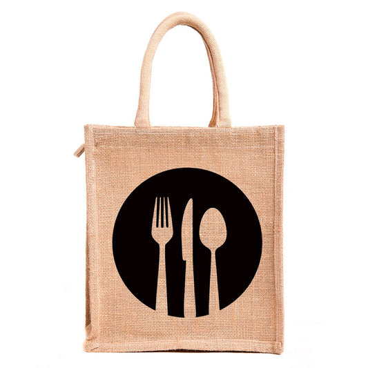 Harbourcraft Men's Jute Work Tote Tiffin Bags With Zip For Lunch